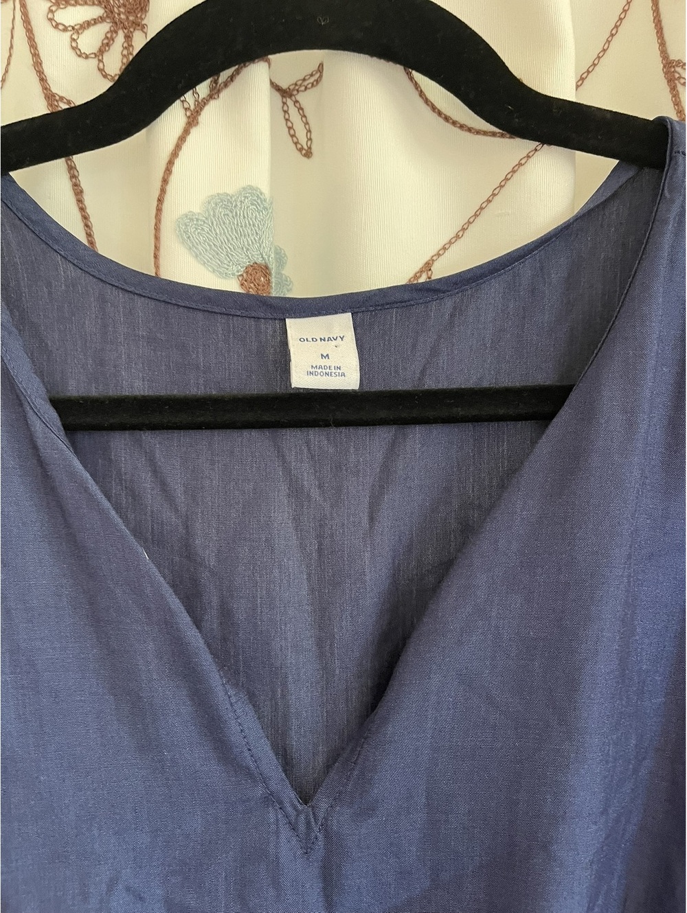 Old Navy | M | Blue V-Neck Elastic Waist Dress - Picture 4 of 8